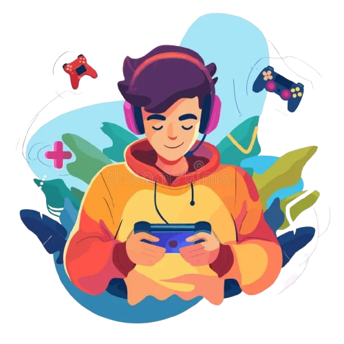 happy boy playing video games console vector illustration cartoon style happy boy playing video games console vector 312540237 removebg preview