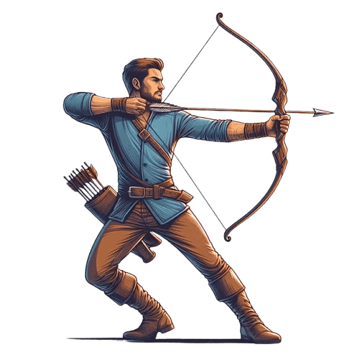 pngtree man with bow and arrow aiming pose archers logo art background image 15612294 removebg preview