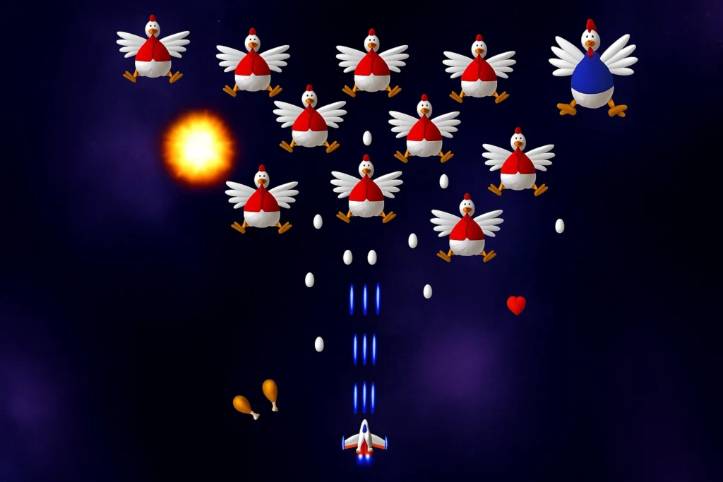Chicken Invaders đšī¸ Play Free Space Shooter Game Online 61 Chicken Invaders